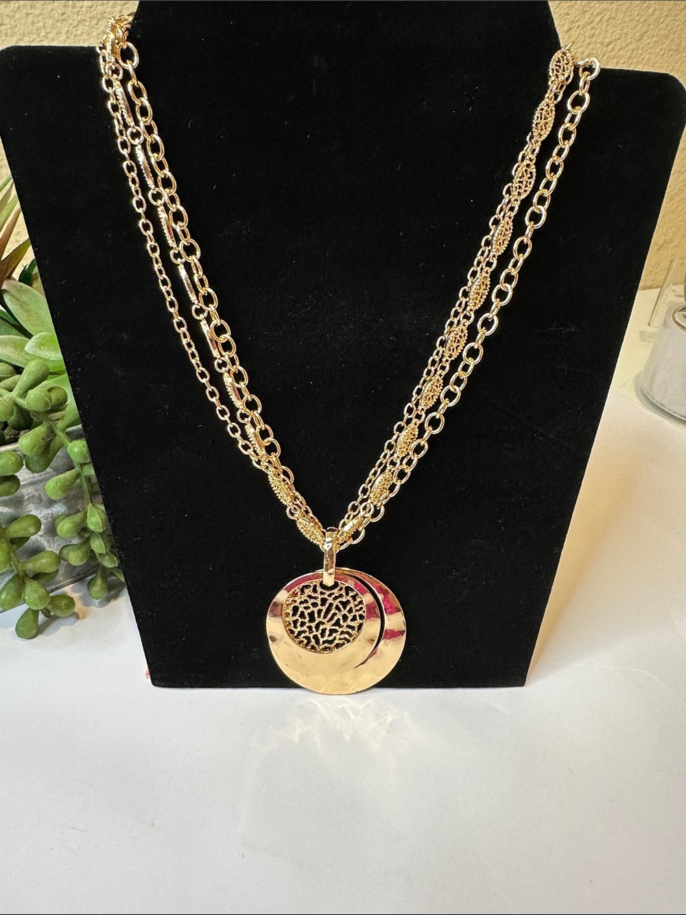 Nordstrom Gold Multi-Strand Disc Pendant Necklace